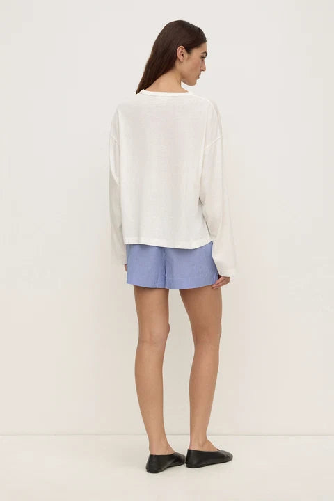 Ava Stripe Poplin Short | Navy Stripe