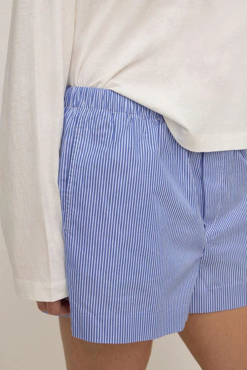 Ava Stripe Poplin Short | Navy Stripe