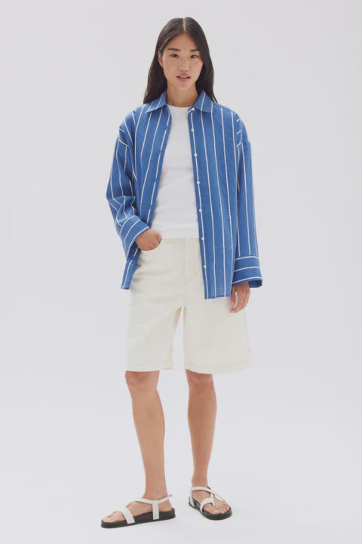 Ayla Stripe Shirt | Royal/White