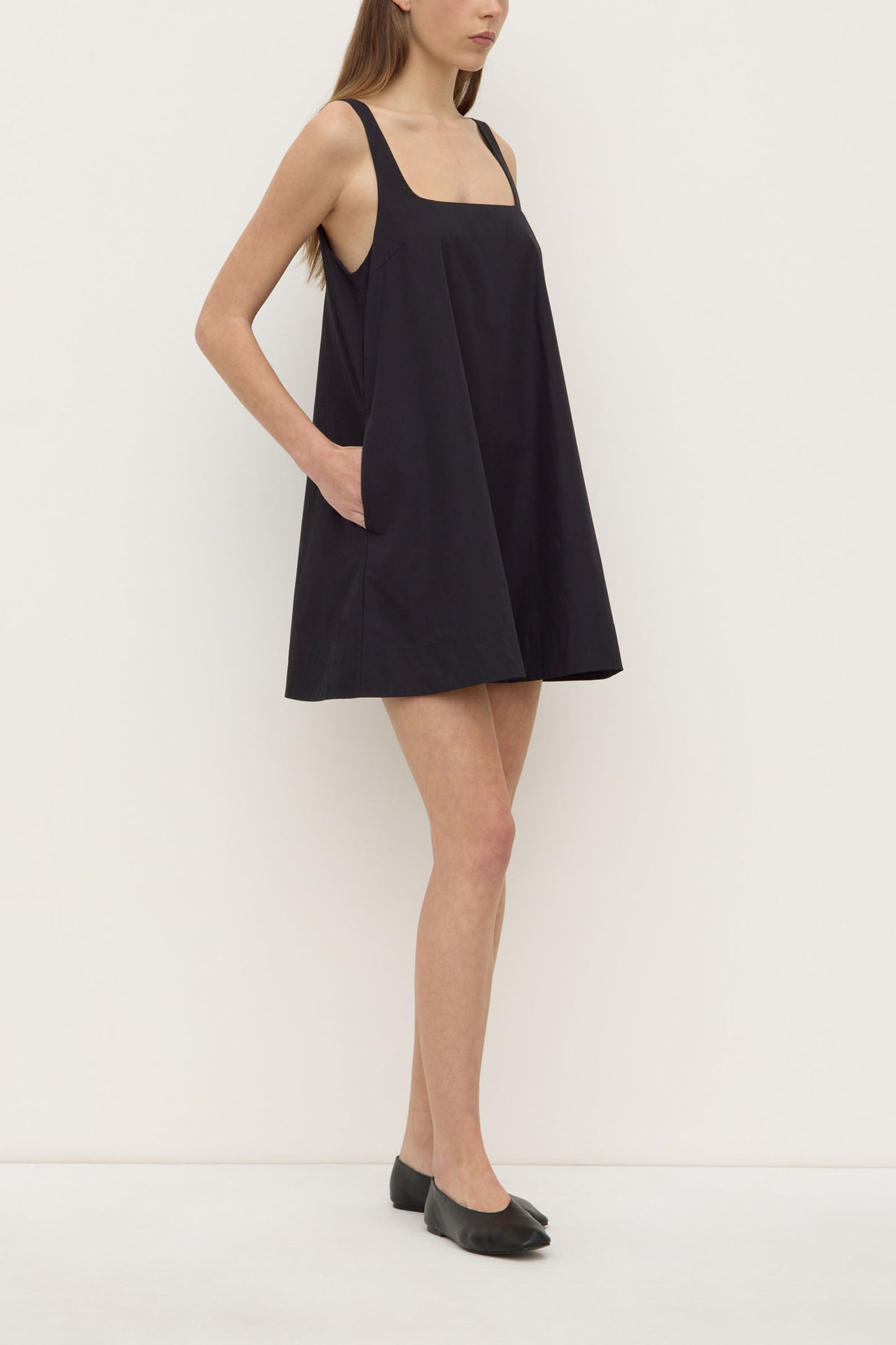 Becca Cotton Drill Mini Dress | Black