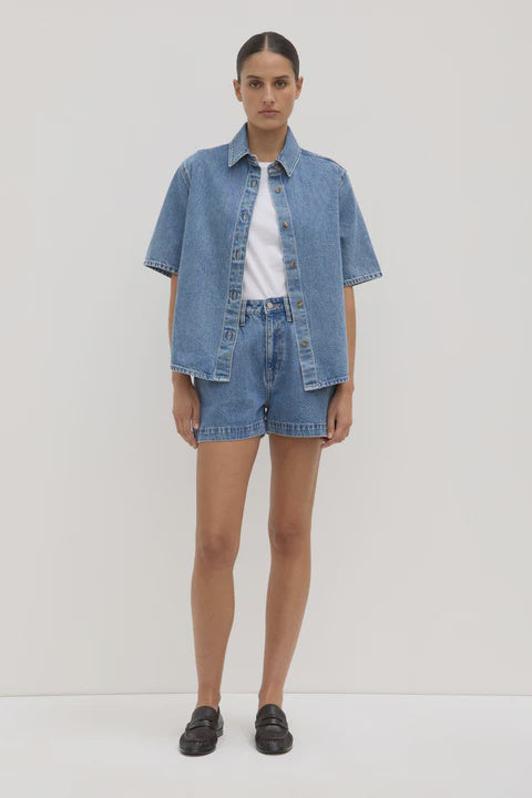 Boxy Denim Short | Dark Stone