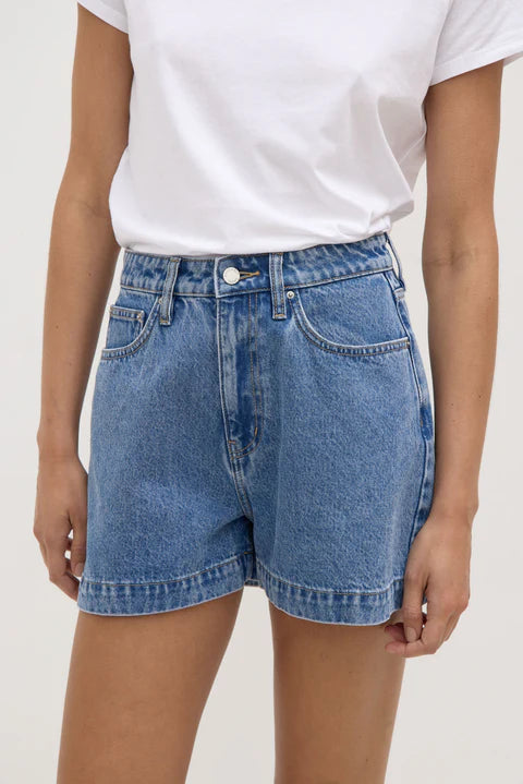Boxy Denim Short | Dark Stone