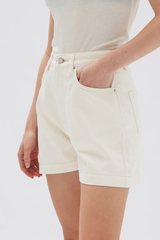 Boxy Denim Short | Ecru