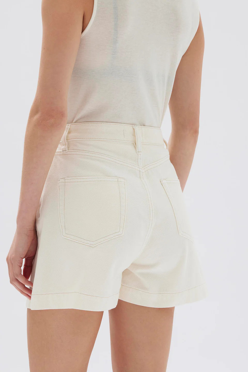 Boxy Denim Short | Ecru