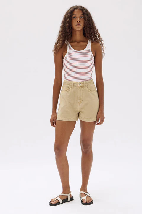 Boxy Denim Short | Tan