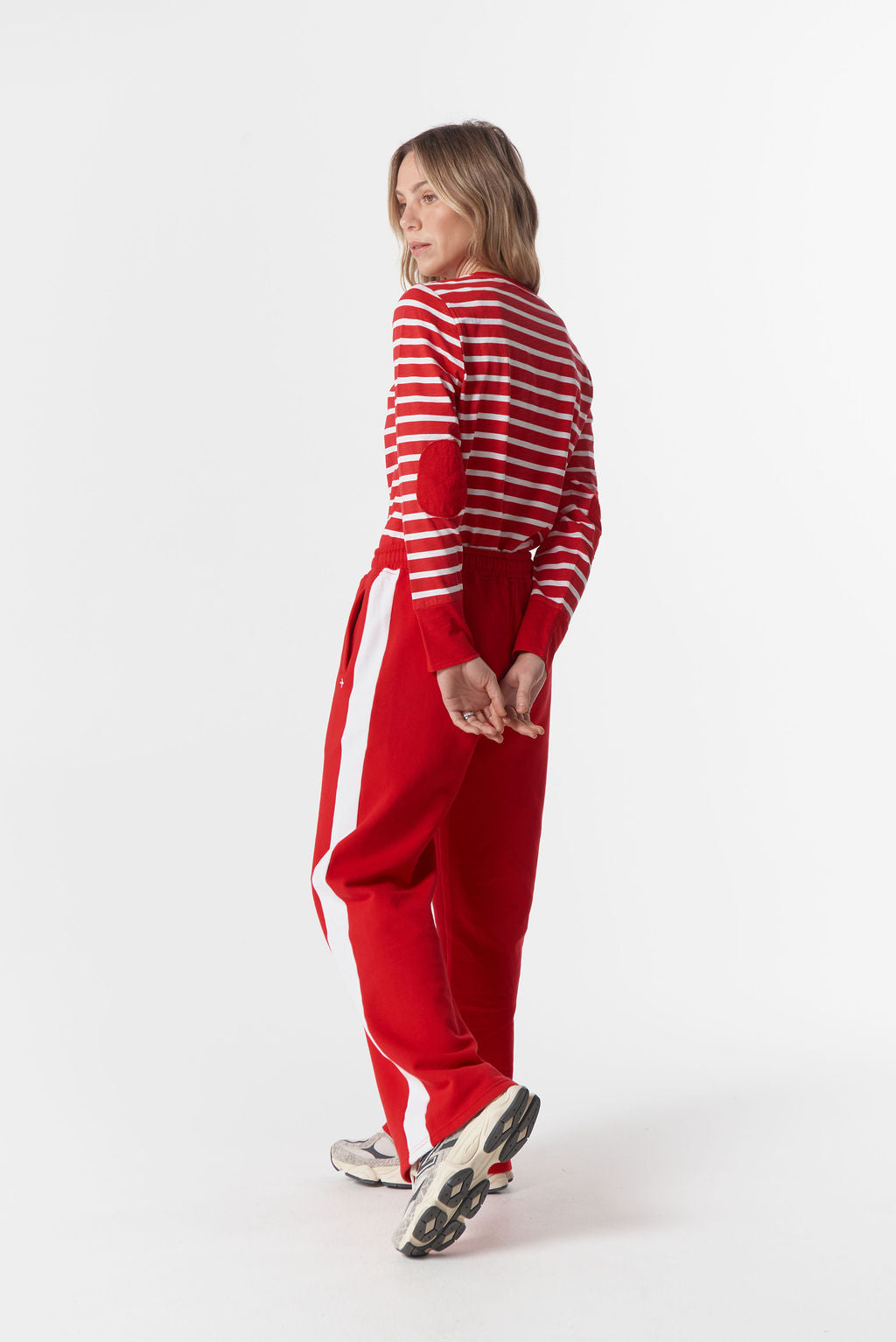 Stripe Trackie | Salsa / White