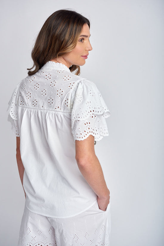 Embroidered Sleeve Shirt | White