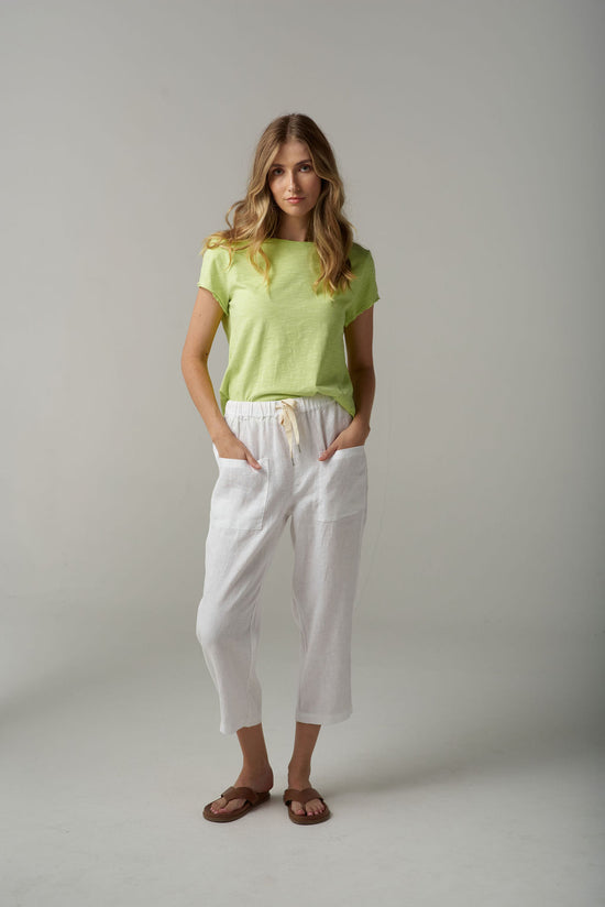 Linen Cropped Pant |  White