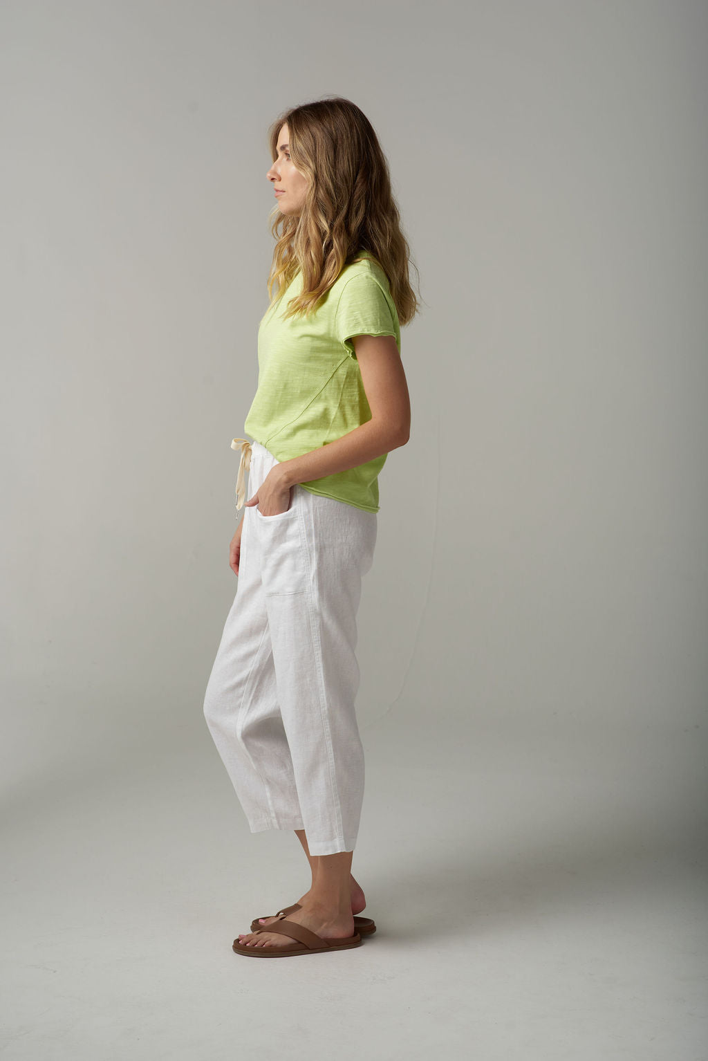 Linen Cropped Pant |  White