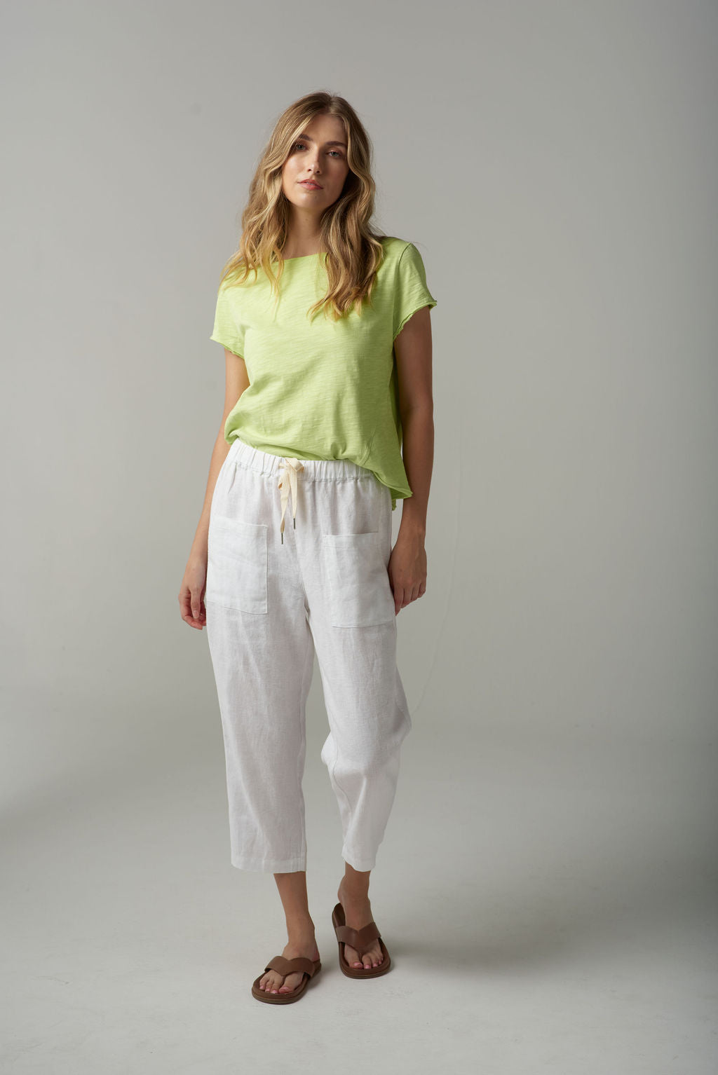 Linen Cropped Pant |  White