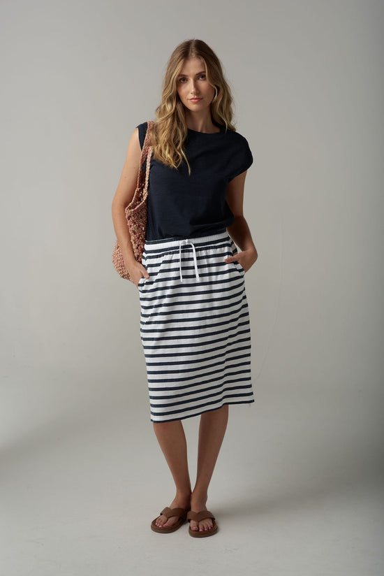 Stripe Skirt | White / Navy