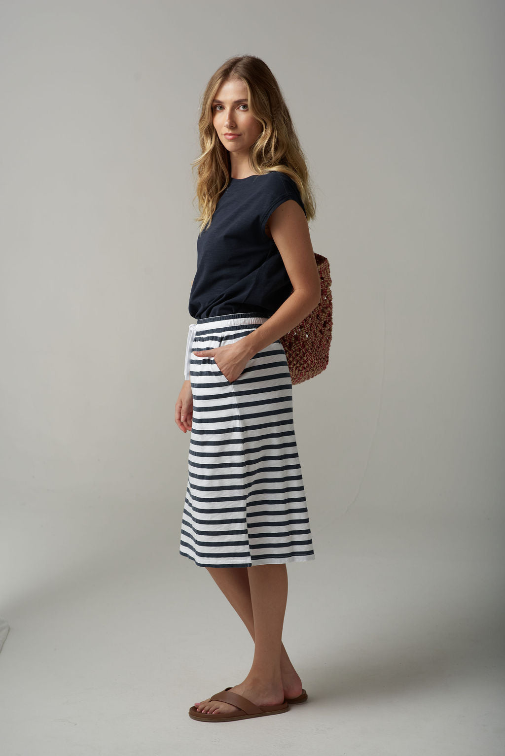 Stripe Skirt | White / Navy