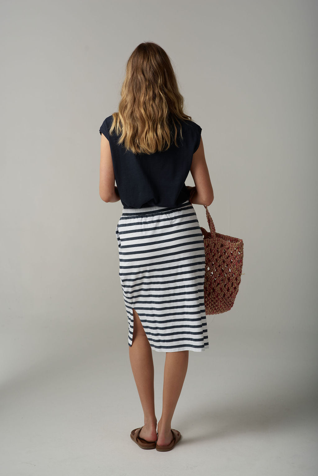 Stripe Skirt | White / Navy