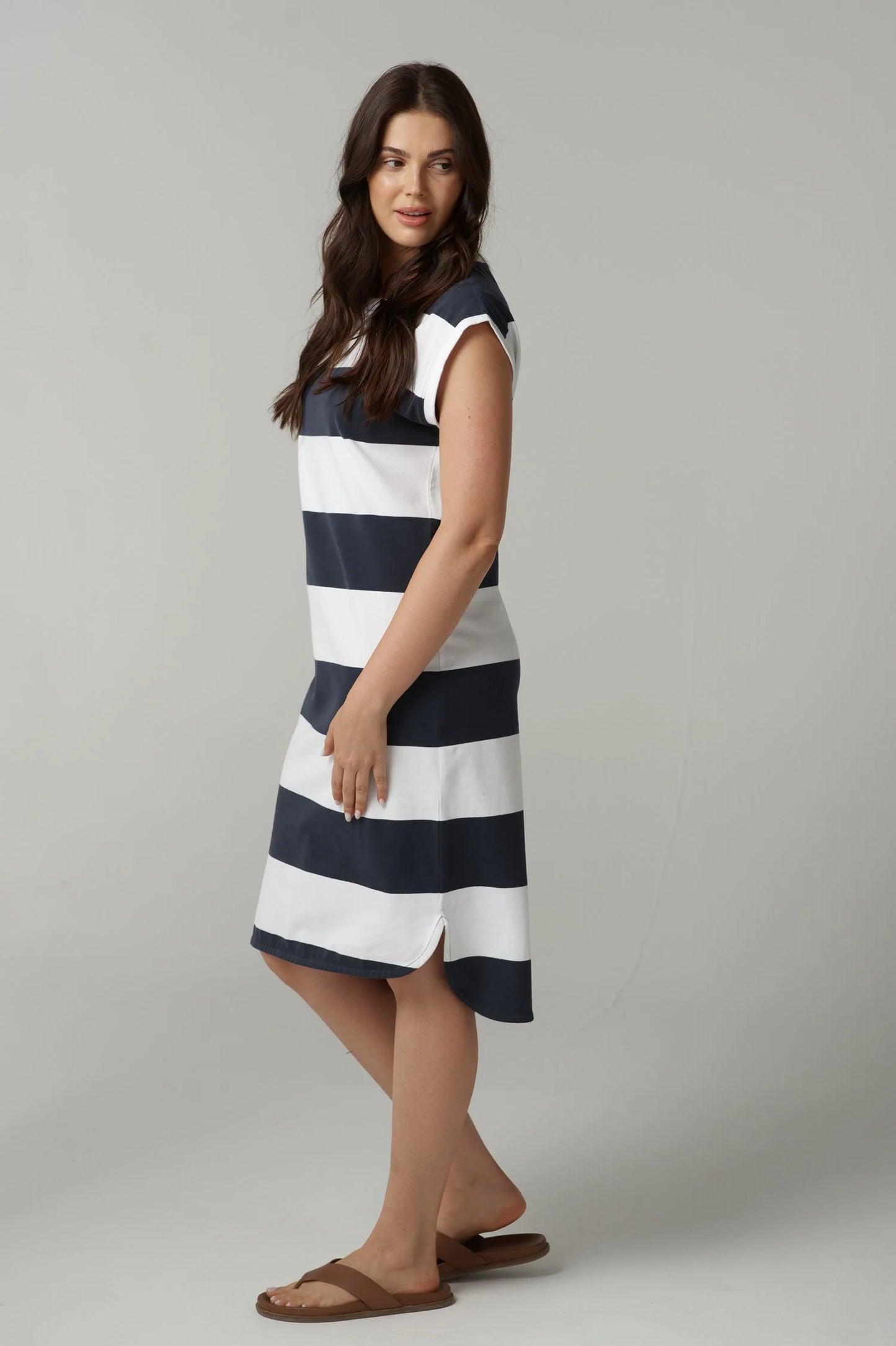 Club Cotton Stripe Dress | Navy Stripe