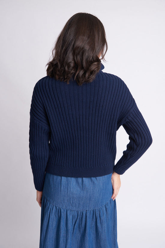 Cable Front Jumper | Navy