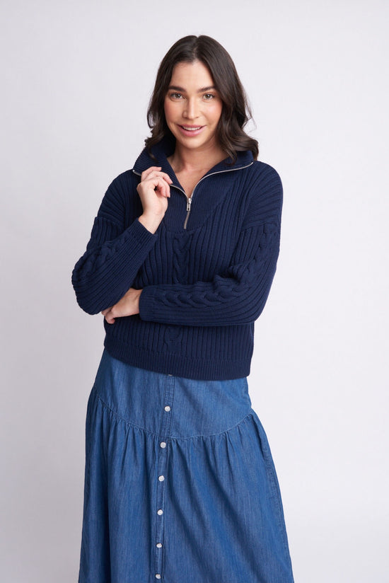 Cable Front Jumper | Navy