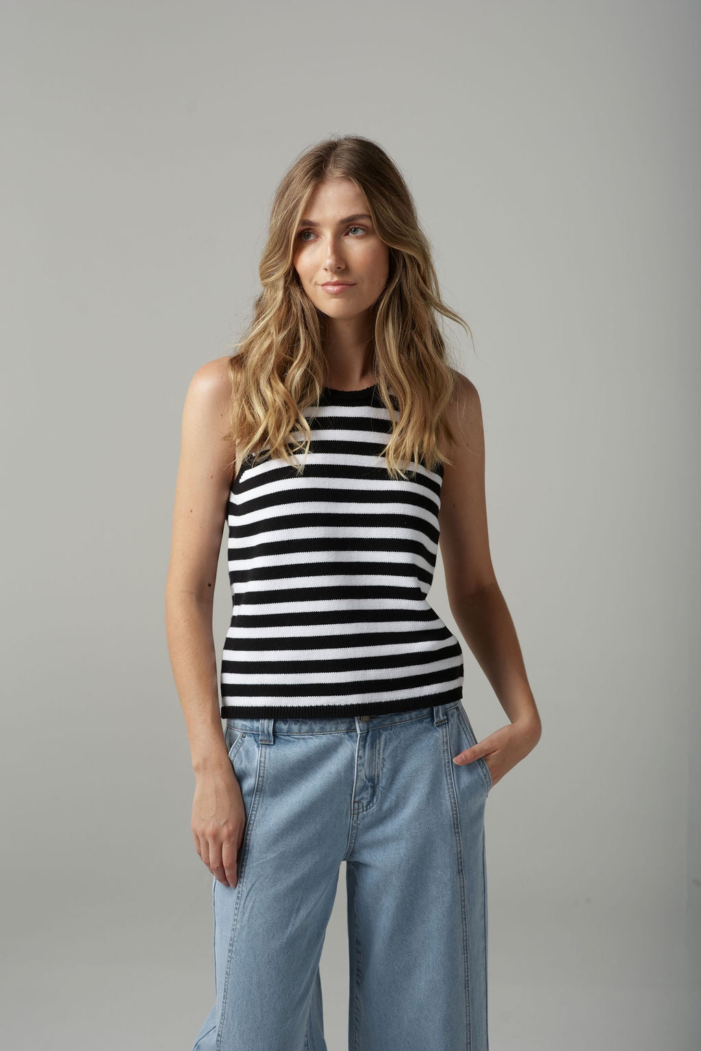 Stripe Knit Tank | Black/ White