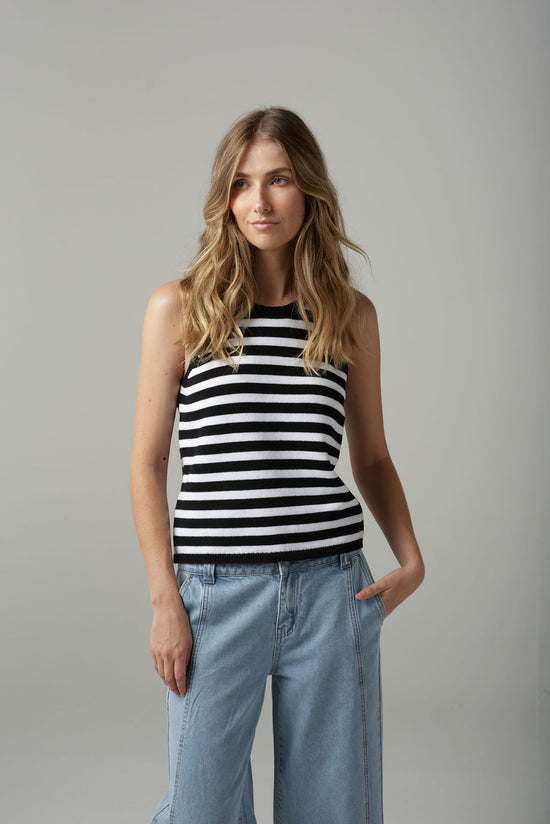 Stripe Knit Tank | Black/ White