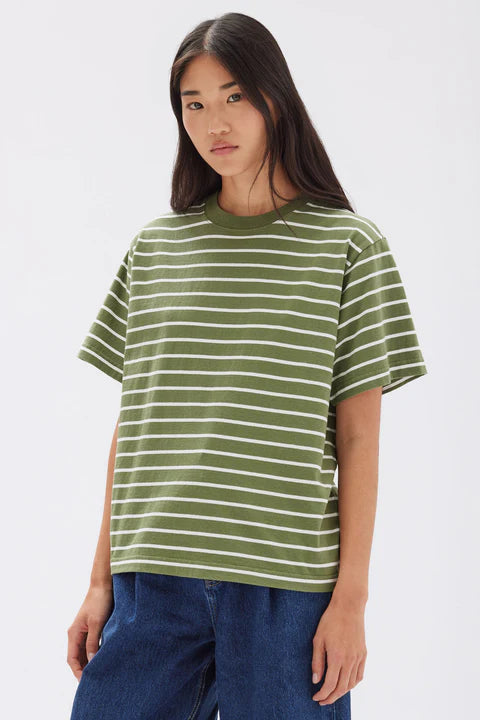 Cohen Stripe Tee | Pandan/ Antique White