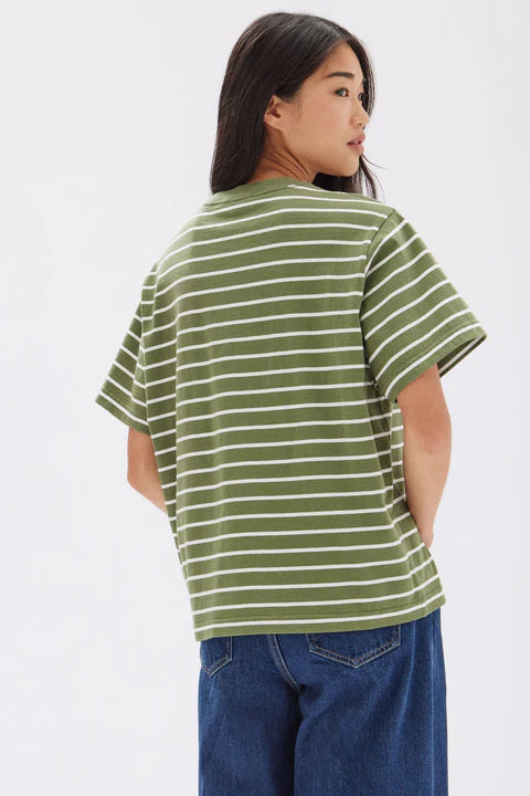 Cohen Stripe Tee | Pandan/ Antique White