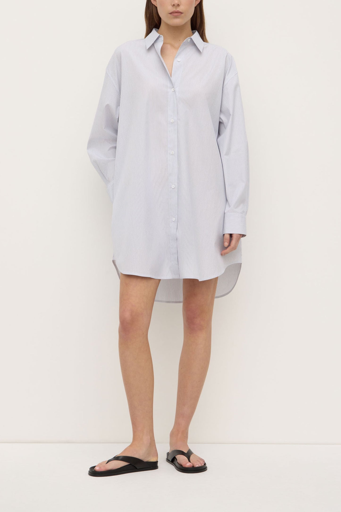 Cora Stripe Shirt Dress | White/ Navy Stripe