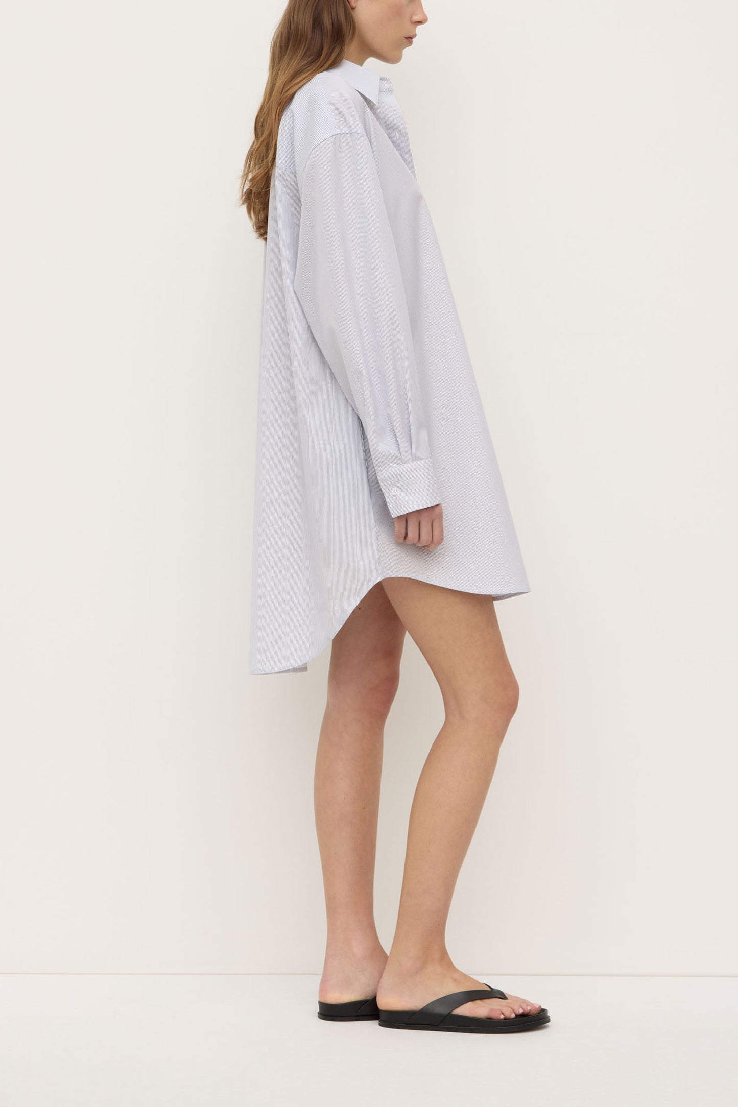 Cora Stripe Shirt Dress | White/ Navy Stripe