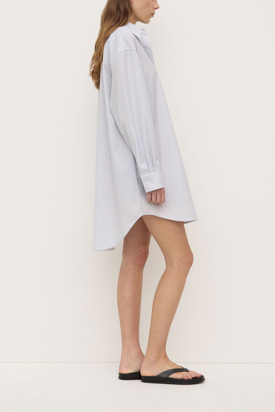 Cora Stripe Shirt Dress | White/ Navy Stripe