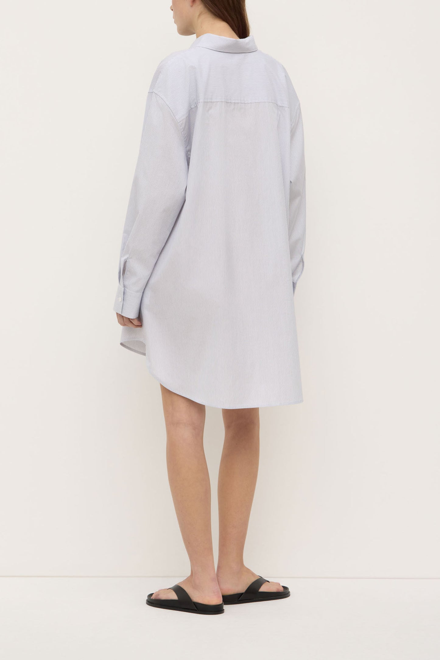 Cora Stripe Shirt Dress | White/ Navy Stripe