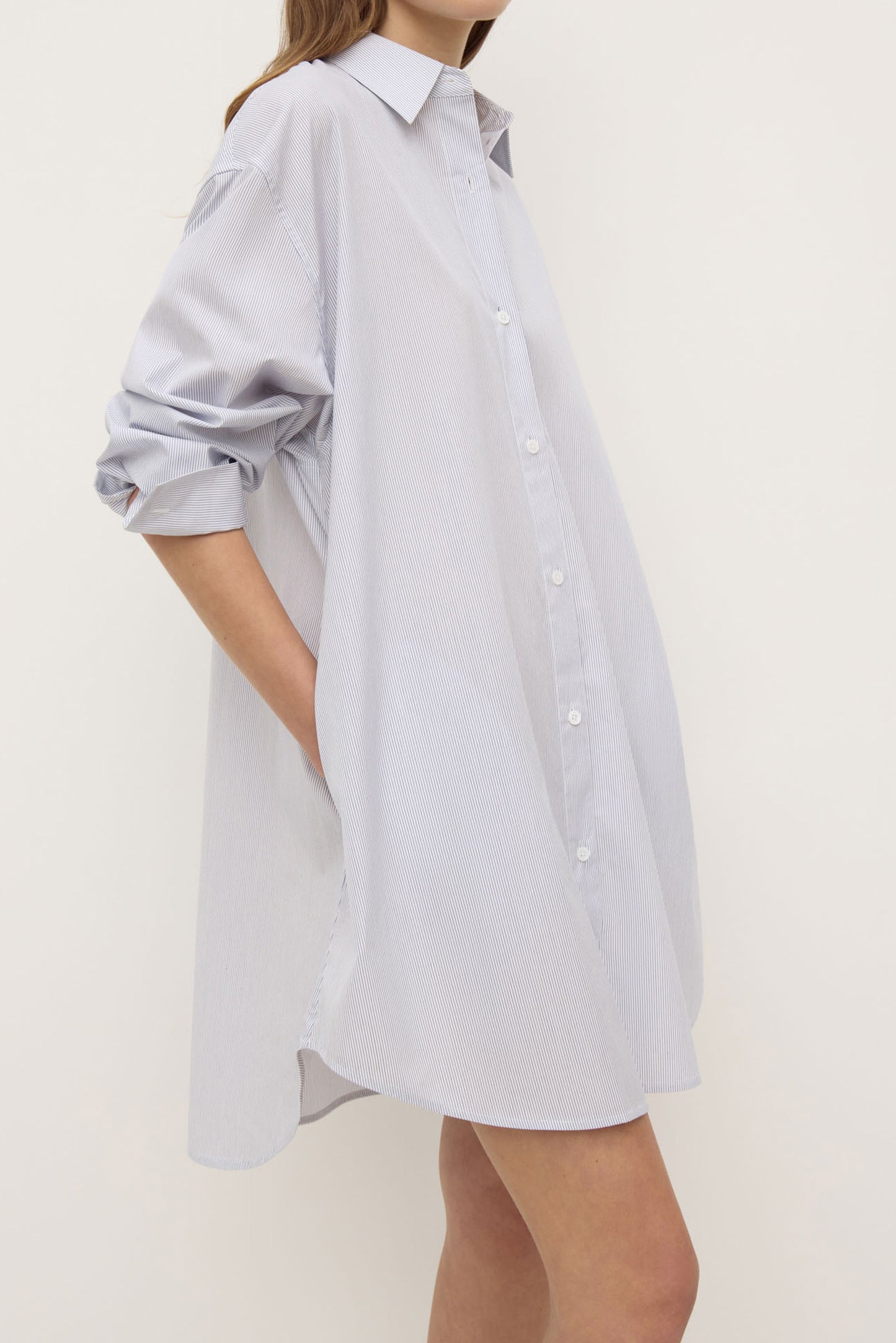 Cora Stripe Shirt Dress | White/ Navy Stripe