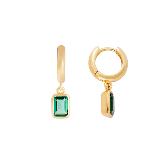 Load image into Gallery viewer, Green Crystal Deco Hoops
