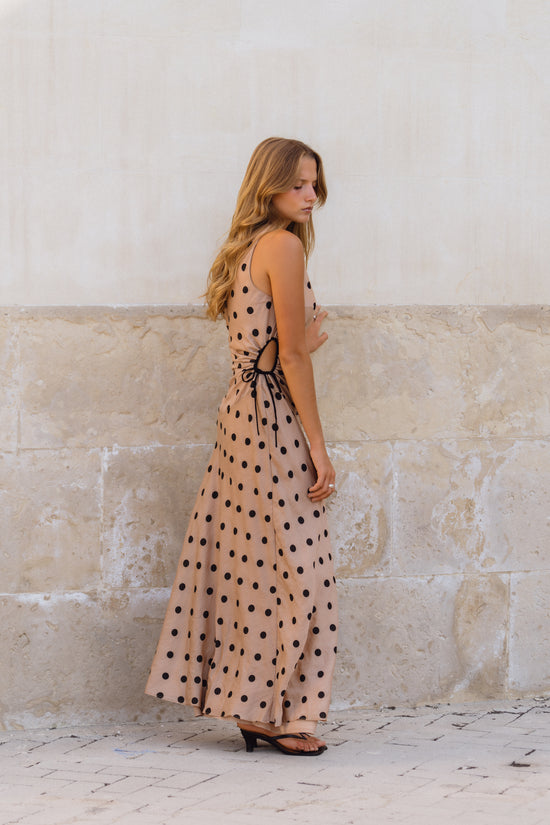 Lucinda Midi Dress | Mocha Polka Dot