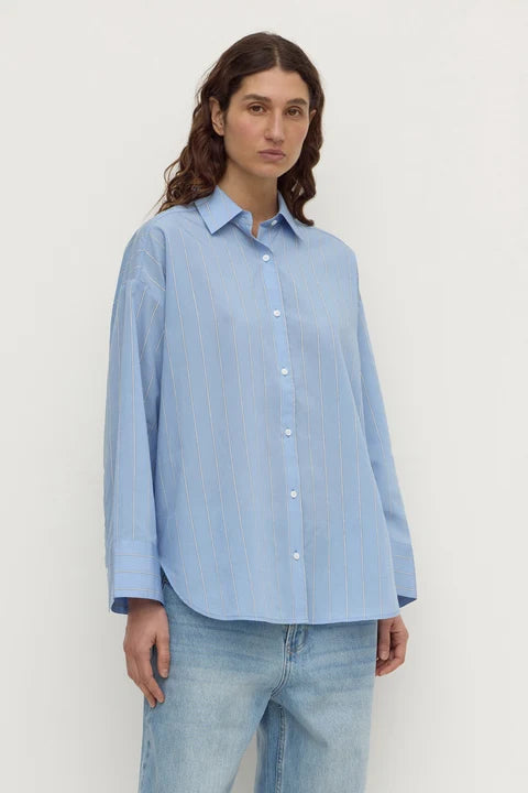 Delaney Italian Stripe Shirt | Blue