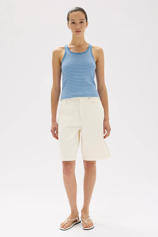 Drew Stripe Rib Tank | Bahama / White
