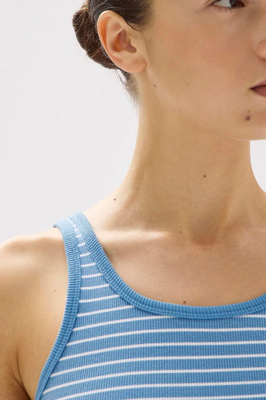 Drew Stripe Rib Tank | Bahama / White