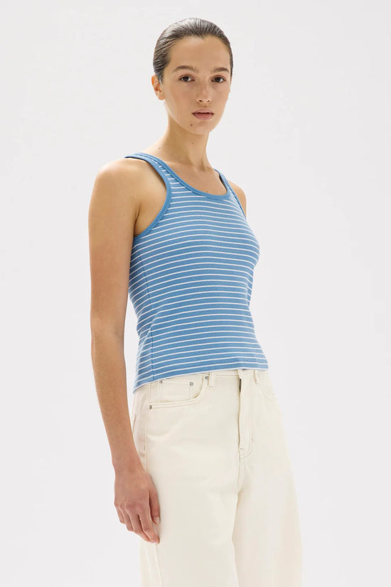 Drew Stripe Rib Tank | Bahama / White