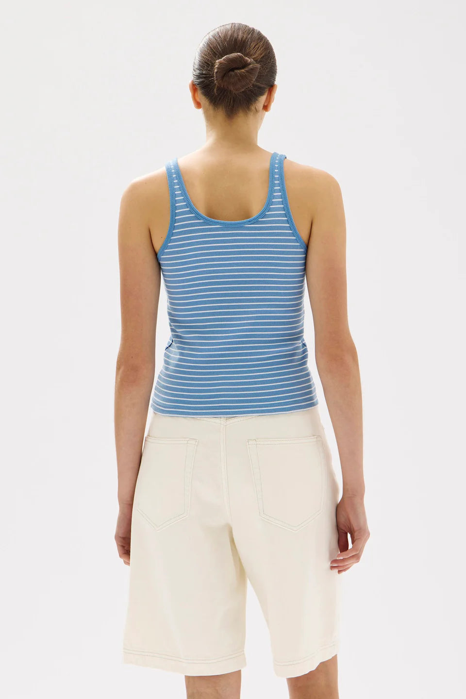 Drew Stripe Rib Tank | Bahama / White