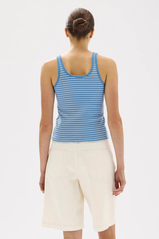 Drew Stripe Rib Tank | Bahama / White