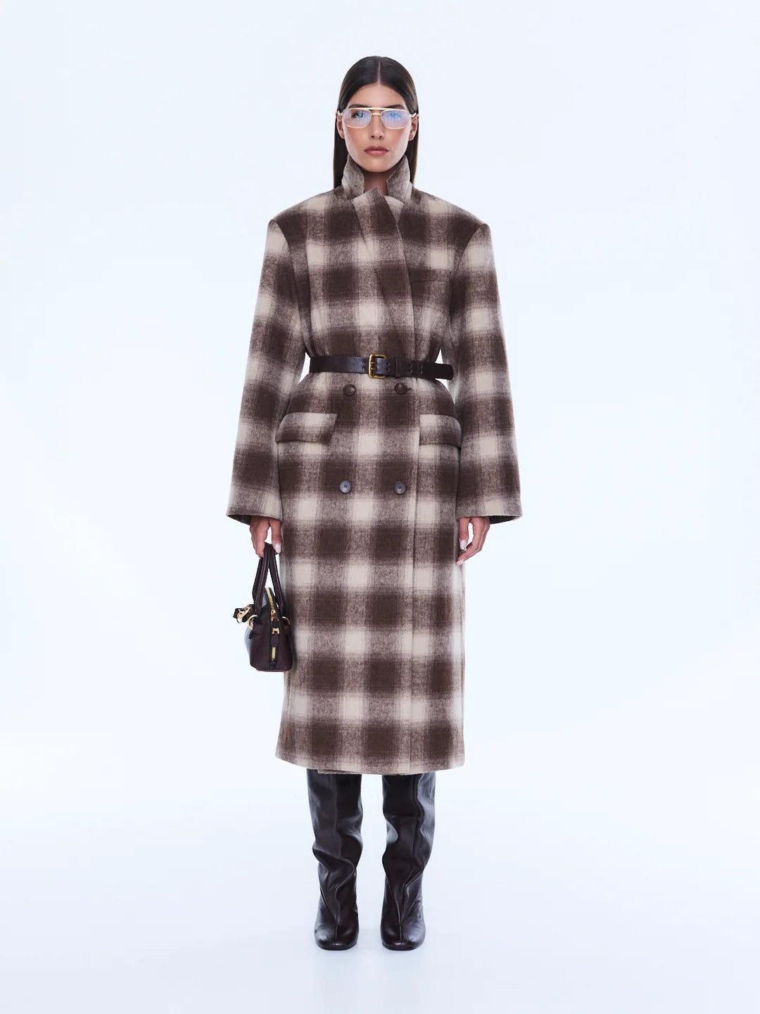 Tessa Wool Blend Coat | Sand Check