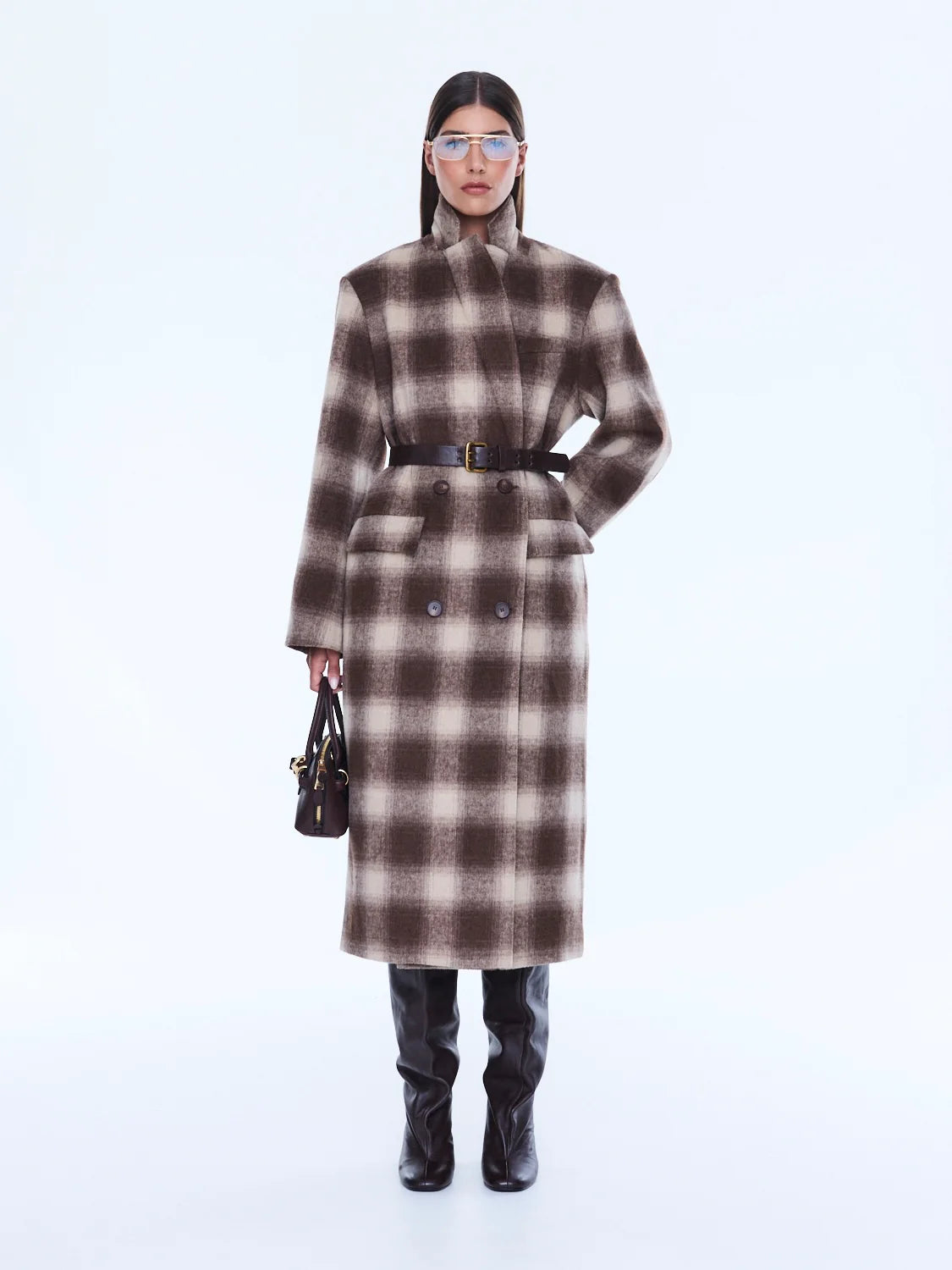 Tessa Wool Blend Coat | Sand Check