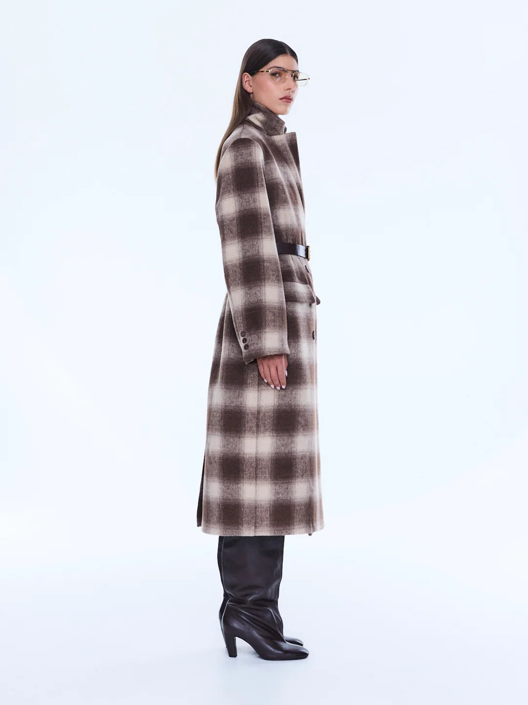 Tessa Wool Blend Coat | Sand Check