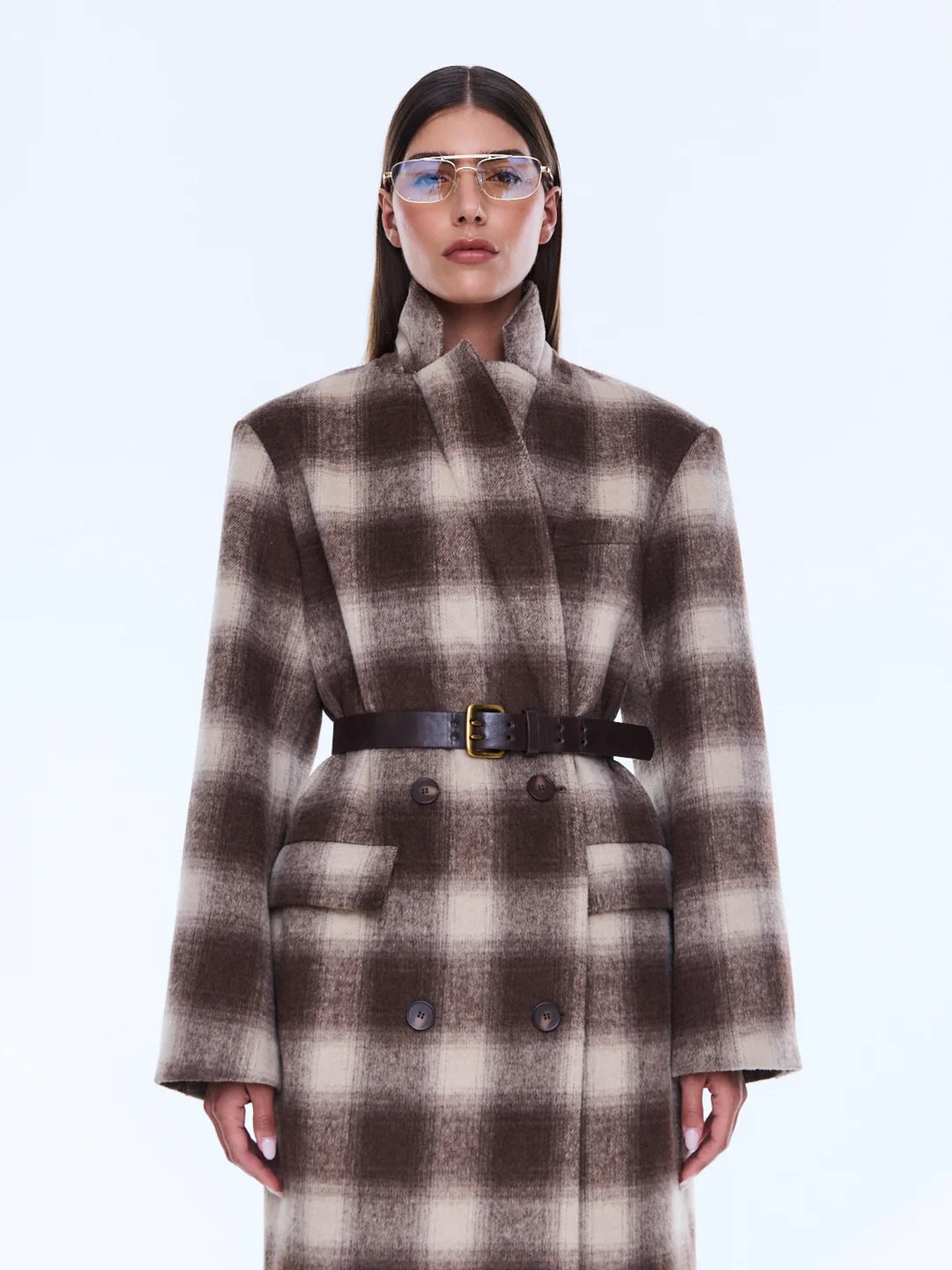 Tessa Wool Blend Coat | Sand Check