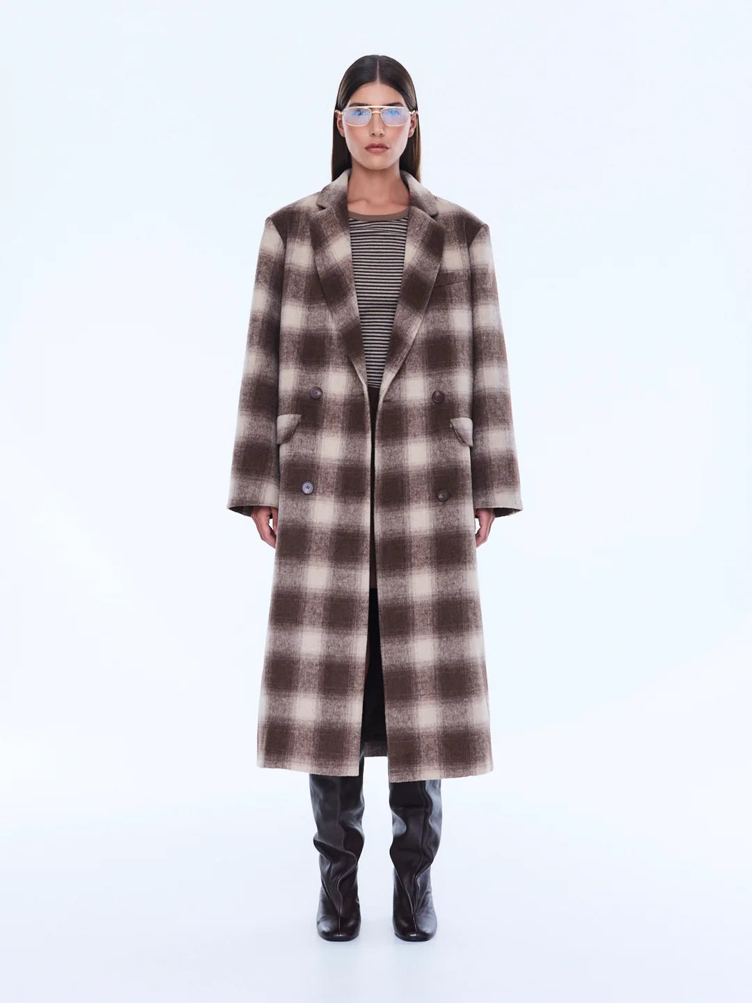 Tessa Wool Blend Coat | Sand Check