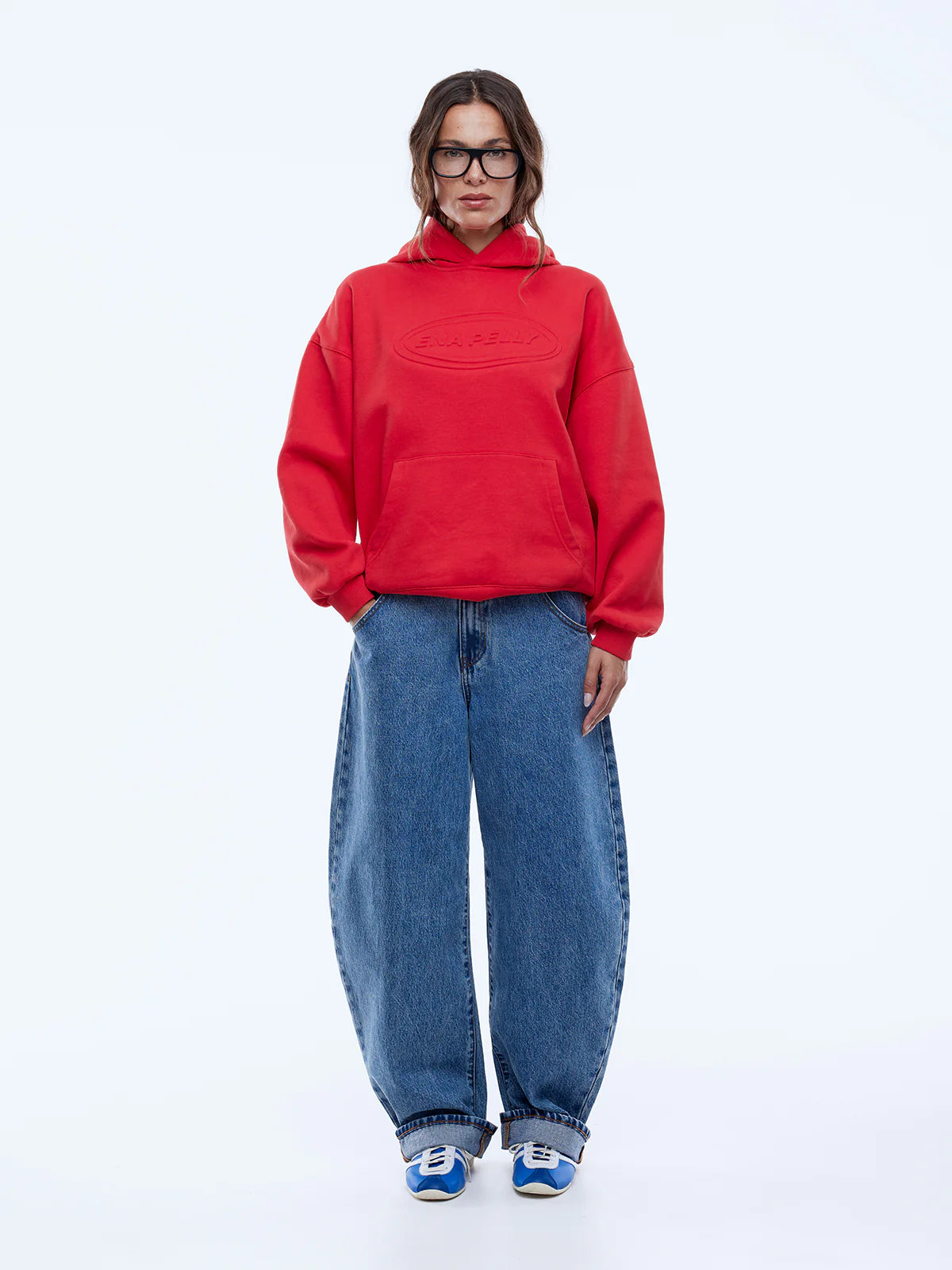 Washed Debossed Hoodie | Washed Red