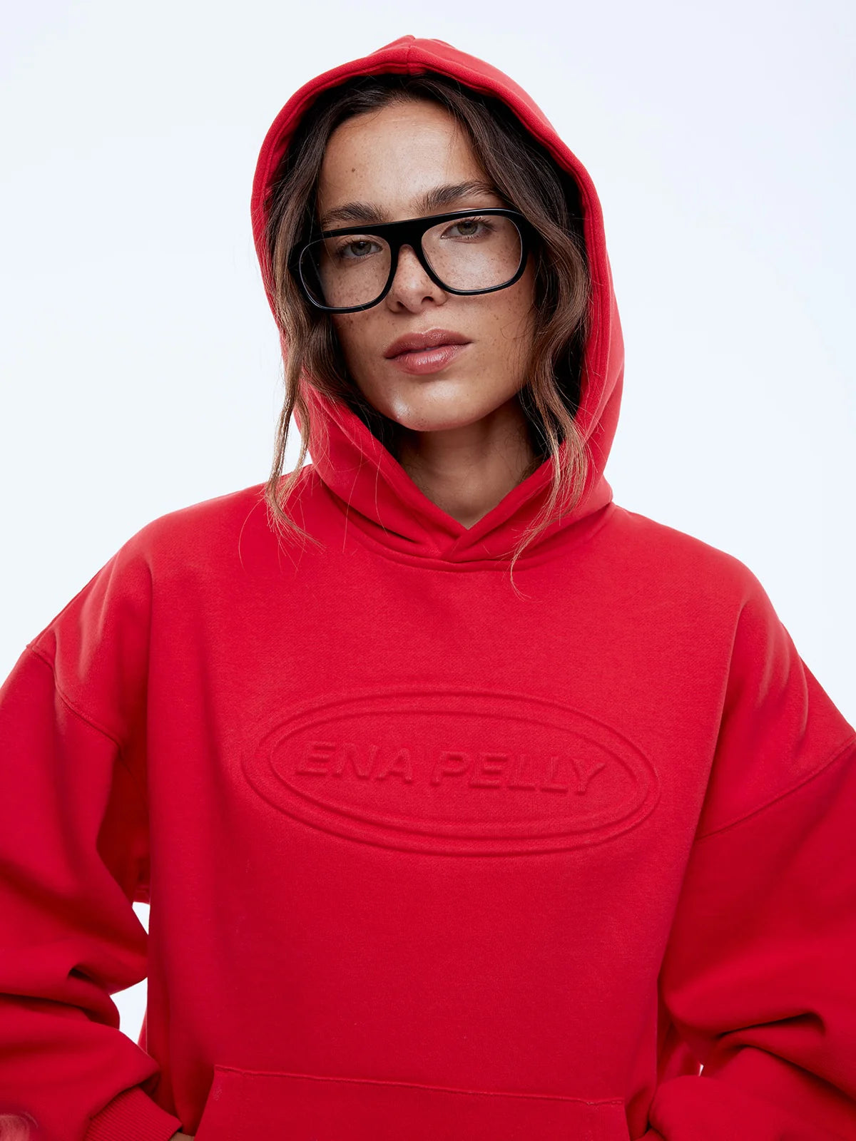 Washed Debossed Hoodie | Washed Red