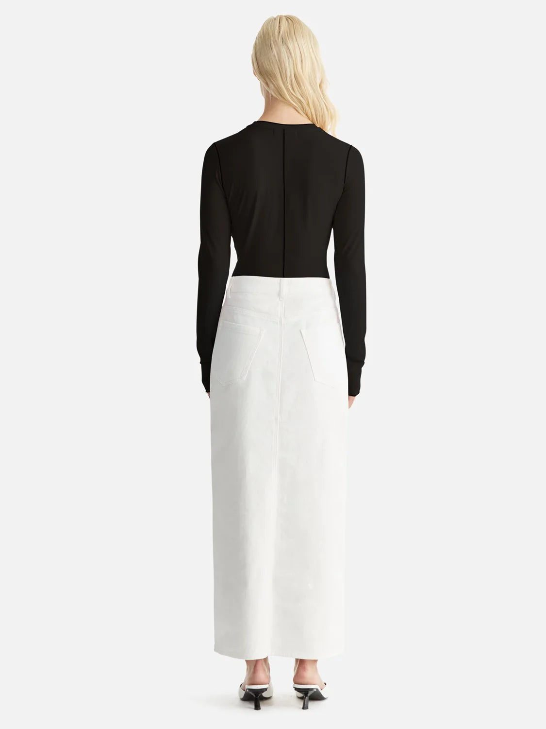 Hatty Denim Maxi Skirt | Vintage White