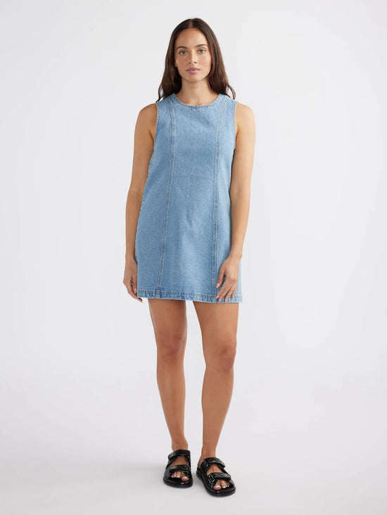 Reese Denim Mini Dress | Mid Blue Wash