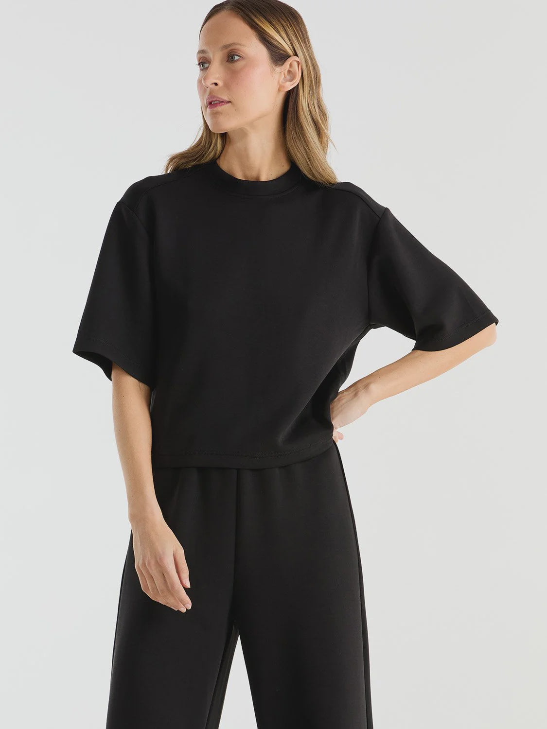 Alessa Relaxed Soft Jersey Tee | Black