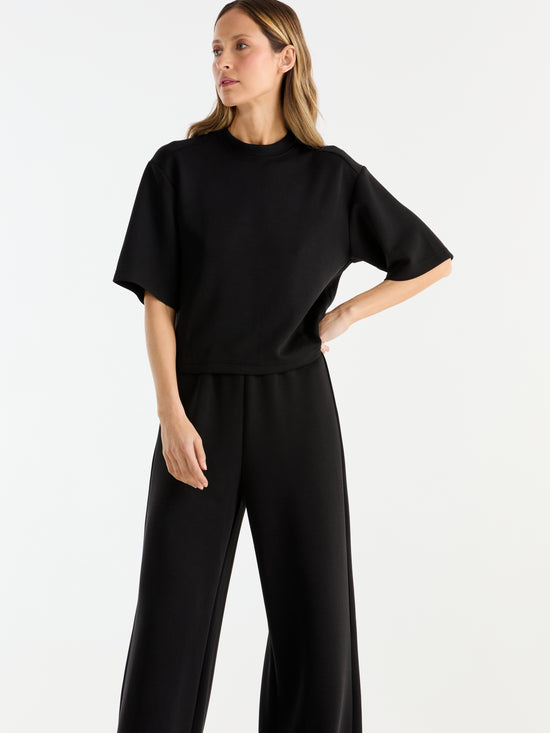 Alessa Relaxed Soft Jersey Pant | Black