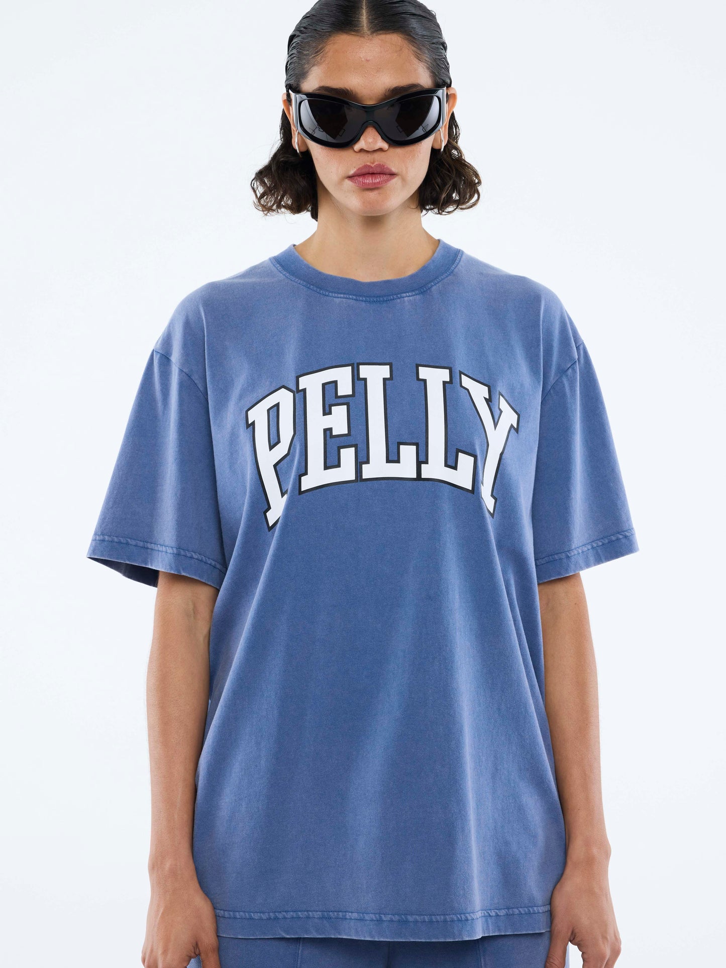 Jessie Oversized Tee Varsity | Washed Indigo