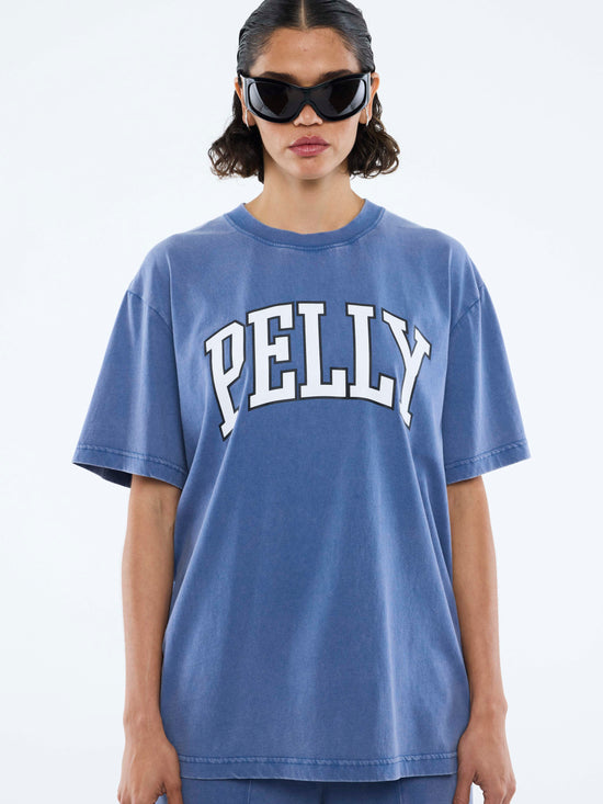 Jessie Oversized Tee Varsity | Washed Indigo